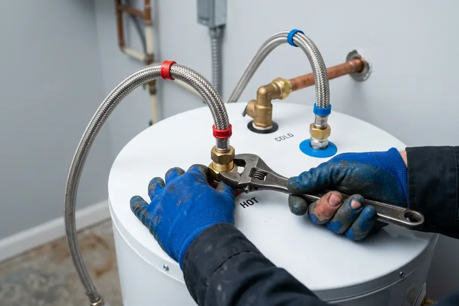 Water Heater Jockey technician installing a new water heater in Greenwich